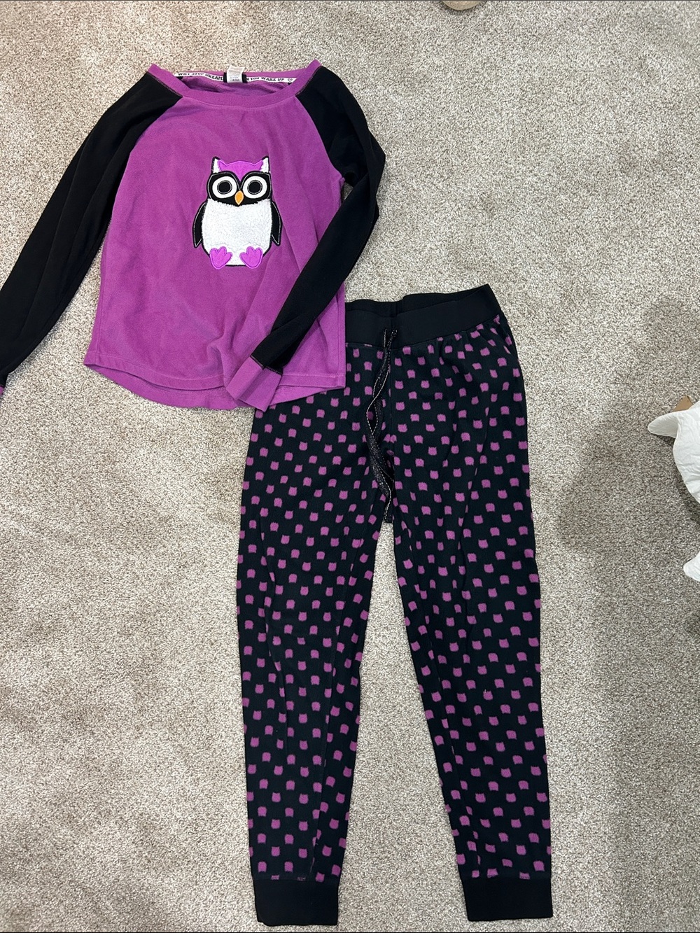 Joe Boxer Purple and Black Owl Pajama Set with Patterned Pants